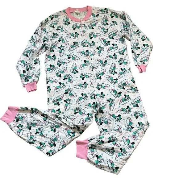 Vintage Disney Mickey Unlimited Pajamas Bodysuit One Piece Sleeping Mickey Small - Picture 3 of 13